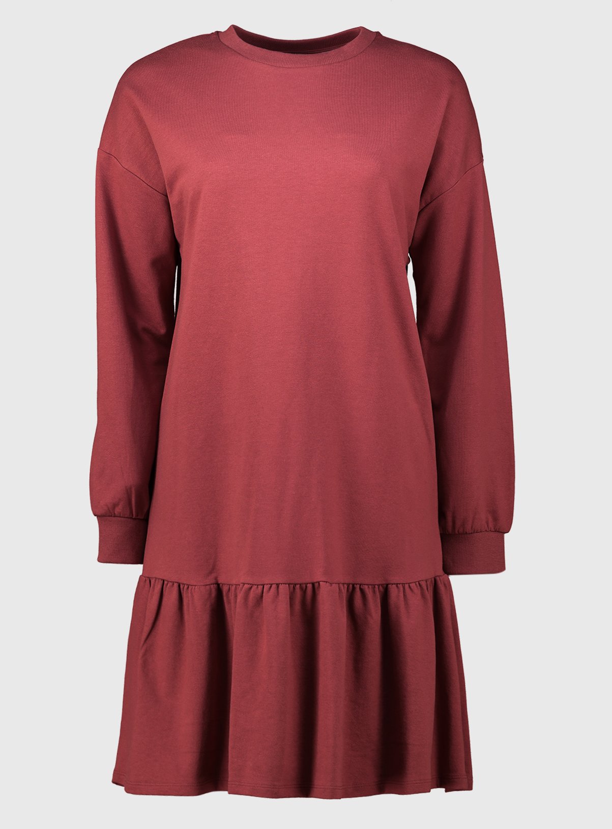 Maroon Drop Hem Sweat Dress - 24 - Image 3 thumbnail